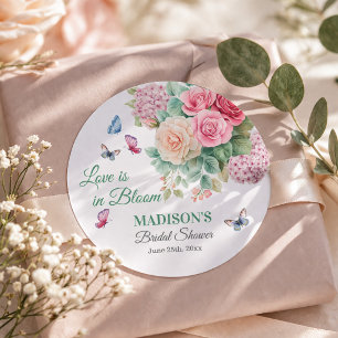 Sticker Rond L'amour est en fleurs Papillons Shower de mariage
