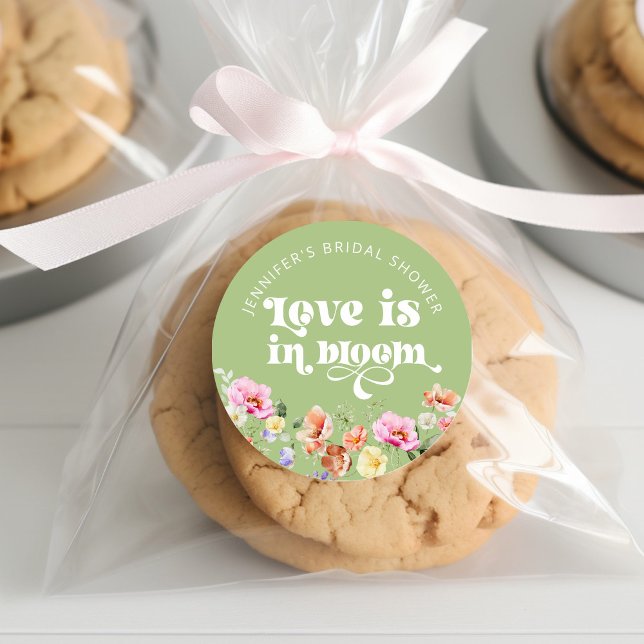 Sticker Rond L'amour est en fleurs shower de mariage aux fleurs (Créateur téléchargé)
