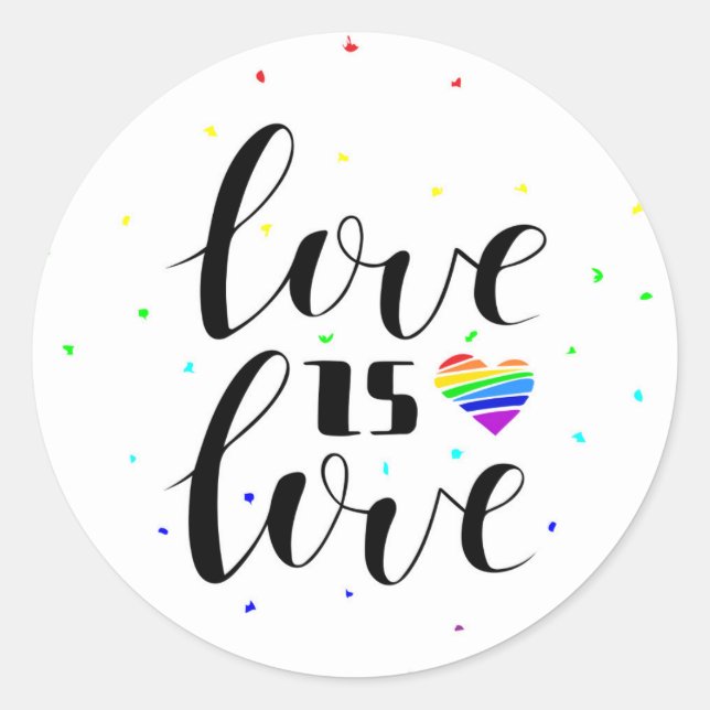 Sticker Rond L'amour est l'amour | Coeurs arc-en-ciel (Devant)