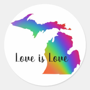 Sticker Rond L'amour est l'amour Michigan pride