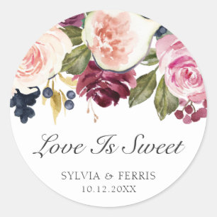 Sticker Rond L'Amour Est Suave Élégant Fleur Automne Mariage