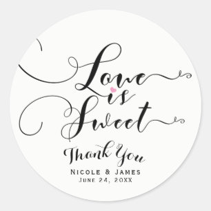 Sticker Rond L'amour est un cœur rose doux, cadeau de mariage p