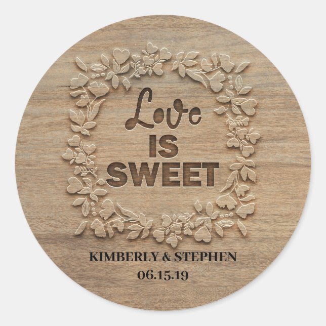 Sticker Rond L'amour est un doux Mariage rustique (Devant)