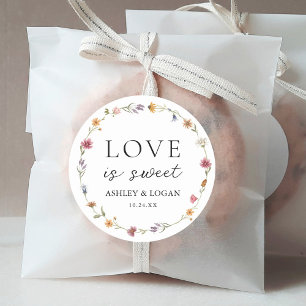 Sticker Rond L'Amour fleur sauvage Est Un Mariage Sucré Faveur