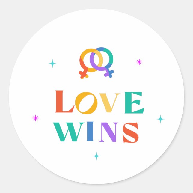 Sticker Rond L'amour gagne Rainbow (Devant)