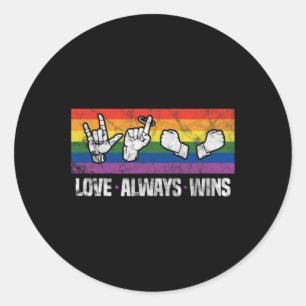 Sticker Rond L'amour gagne toujours ASL Sensibilisation des Sou
