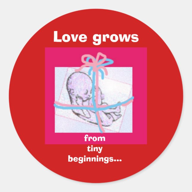 Sticker Rond L'amour grandit à partir de tout petit commencemen (Devant)