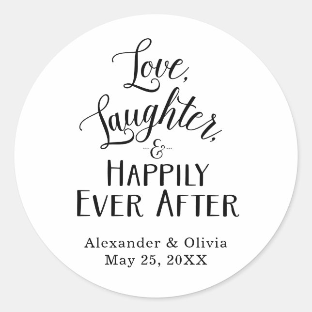 Sticker Rond L'amour, le rire et la joie toujours après (Devant)