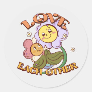 Sticker Rond L'Amour L'Un L'Autre   Design floral lunaire