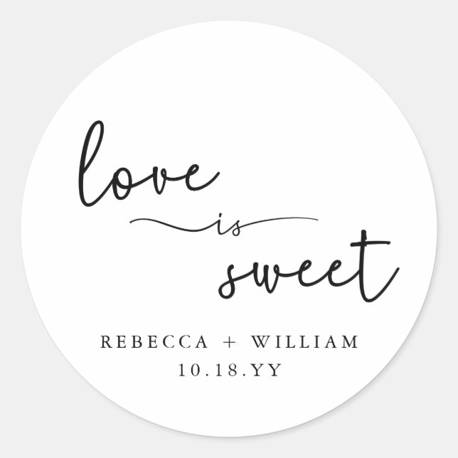 Sticker Rond L'amour moderne est doux script manuscrit Favorise (Devant)