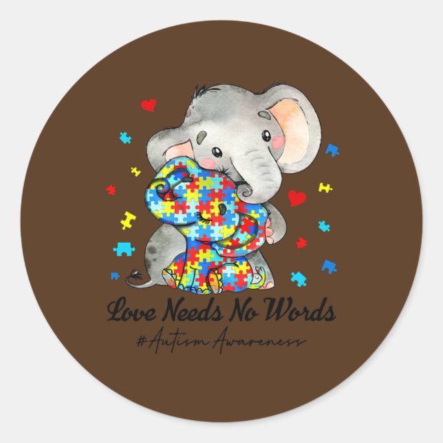 Sticker Rond L'amour n'a pas besoin de mots Sensibilisation sur (Devant)