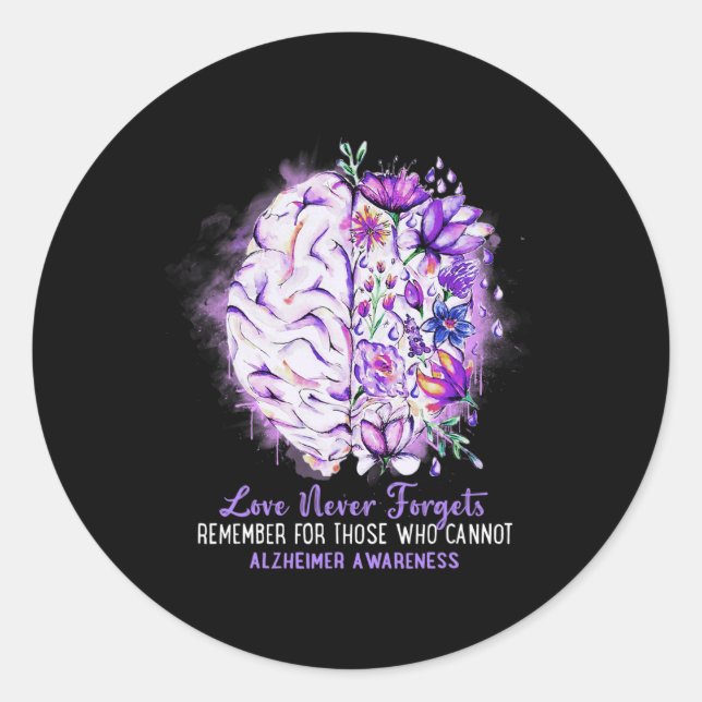 Sticker Rond L'amour n'oublie jamais Alzheimer Sensibilisation  (Devant)