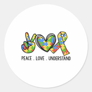 Sticker Rond L'amour pour la paix Comprendre l'autisme