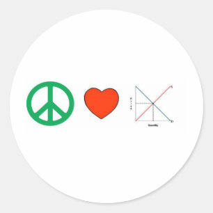Sticker Rond L'amour pour la paix et l'économie