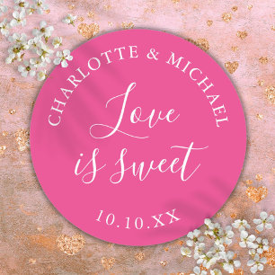 Sticker Rond L'Amour Rose Chaud Est La Faveur Mariage Douce