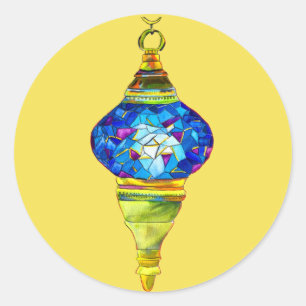 Sticker Rond Lampes turques mosaïque art aquarelle