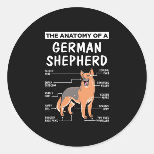 Sticker Rond L'Anatomie D'Un Berger Allemand