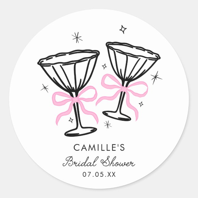 Sticker Rond Lancement de Champagne Rose pour une Mariée (Devant)