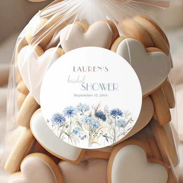 Sticker Rond Lancement de Fleurs de Bleuet Mariage (Créateur téléchargé)