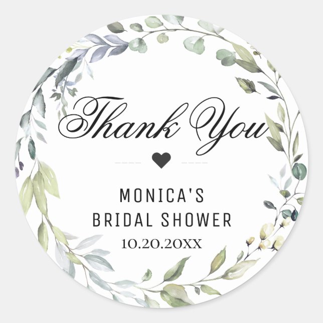 Sticker Rond Lancement de la mariée à la verdure d'eucalyptus a (Devant)