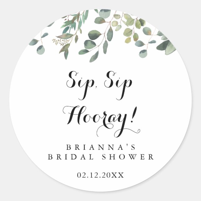 Sticker Rond Lancement de la Mariée Fleurs d'Eucalyptus Sip Sip (Devant)