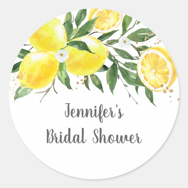 Sticker Rond Lancement de mariage Gold et Citron feuillu (Devant)