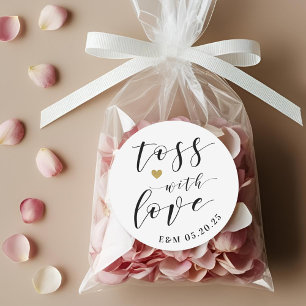 Sticker Rond Lancer de cœur d'or avec amour, confettis de maria