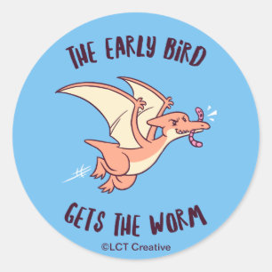 Sticker Rond L'Ancien Oiseau Obtient Le Ver