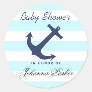 Sticker Rond L'Ancre nautique de bleu marine barre le baby