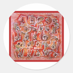 Sticker Rond Langue des signes Alphabet2