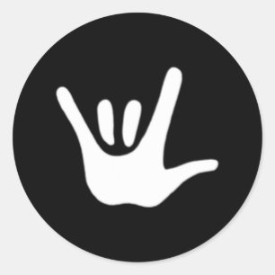 Sticker Rond Langue des Signes Américaine Amour Als Sensibilisa