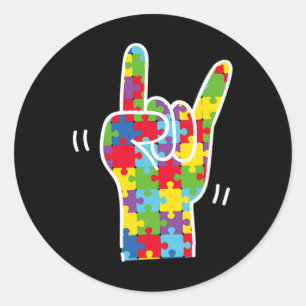 Sticker Rond Langue des signes Amour Mois de la sensibilisation
