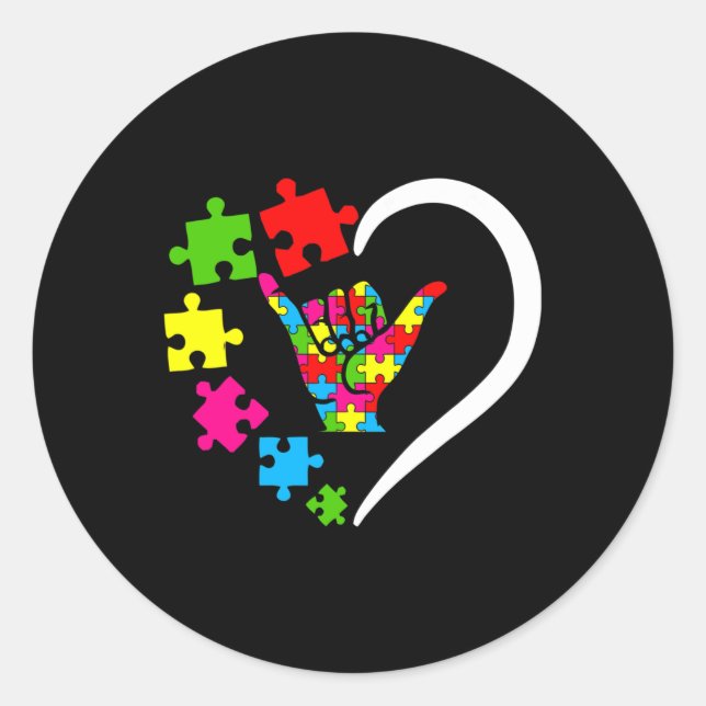 Sticker Rond Langue des signes ASL Amour Sensibilisation sur l' (Devant)