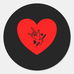 Sticker Rond Langue des signes de la main du cœur d'amour Sensi