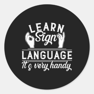 Sticker Rond Langue des signes Enseignant Sourd Sensibilisation