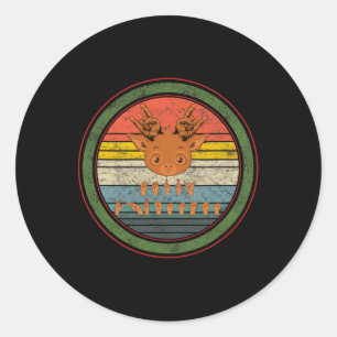 Sticker Rond Langue Sourds Reindeer de Noël Sourds Asl Lauréats