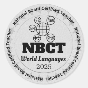 Sticker Rond Langues du monde personnalisées Enseignants certif