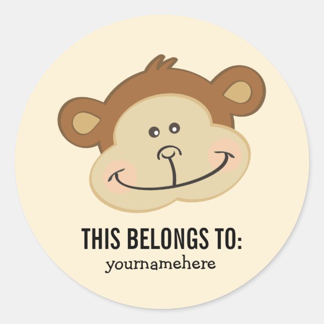 Sticker Rond L'animal mignon fait face à CECI APPARTIENT à (Devant)