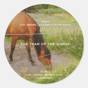 Sticker Rond L'année du Cheval, citation 2026
