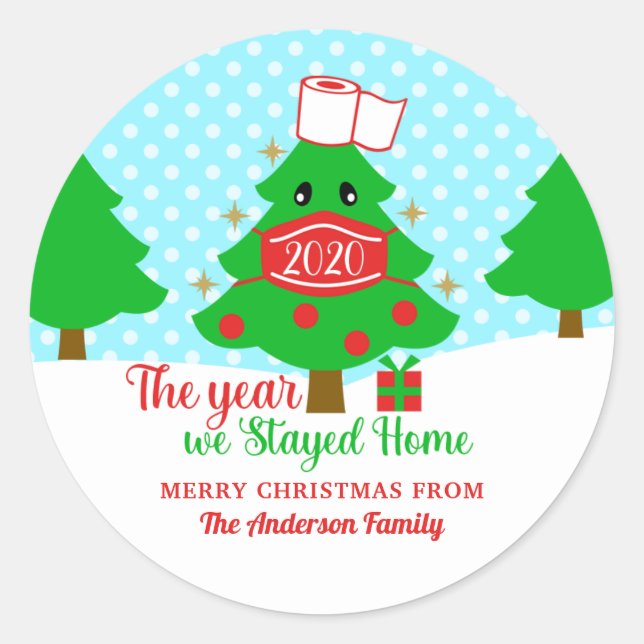 Sticker Rond L'Année Où Nous Sommes Restés Accueil 2020 Arbre D (Devant)