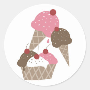 Sticker Rond L'anniversaire de crème glacée marque