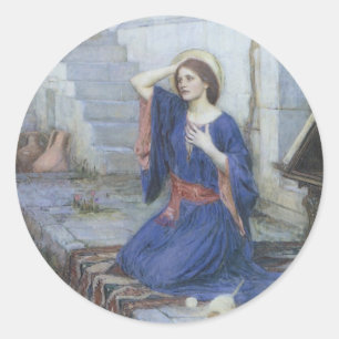 Sticker Rond L'Annonciation par John William Waterhouse