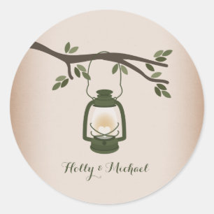 Sticker Rond Lanterne de camping écologique inspirée par Cardst