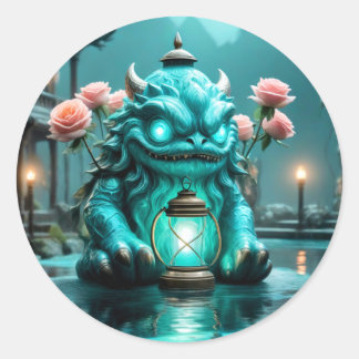 Sticker Rond Lanterne dragon