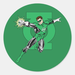 Sticker Rond Lanterne verte avec l'arrière - plan de logo