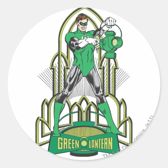 Sticker Rond Lanterne verte avec lettres (Devant)