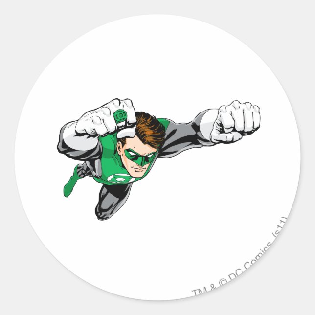 Sticker Rond Lanterne verte - bande dessinée, vol à droite (Devant)