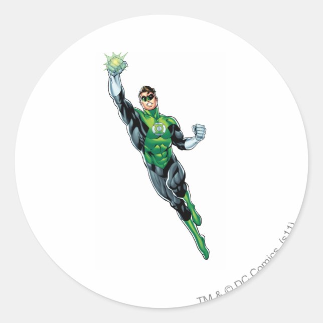 Sticker Rond Lanterne Verte - Bande dessinée, volant vers le ha (Devant)
