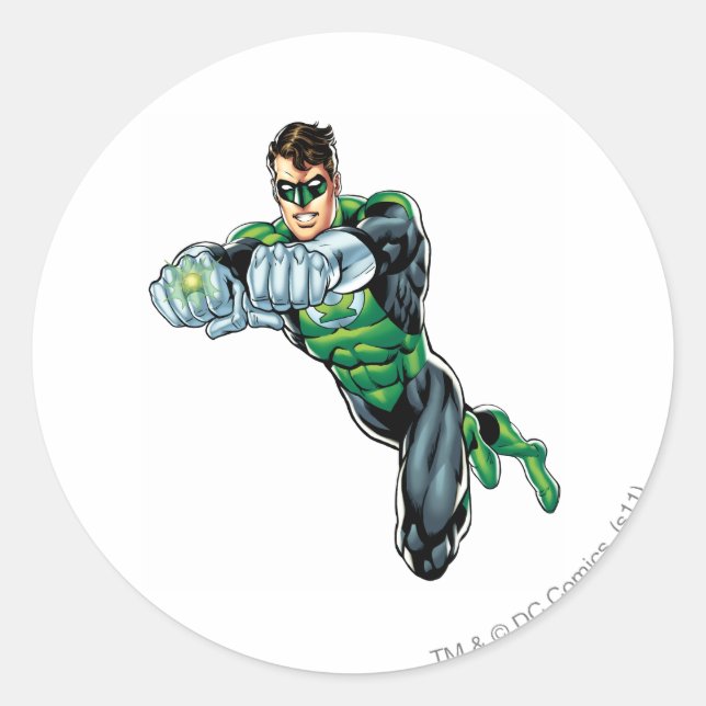 Sticker Rond Lanterne verte - Comic, les deux bras en avant (Devant)