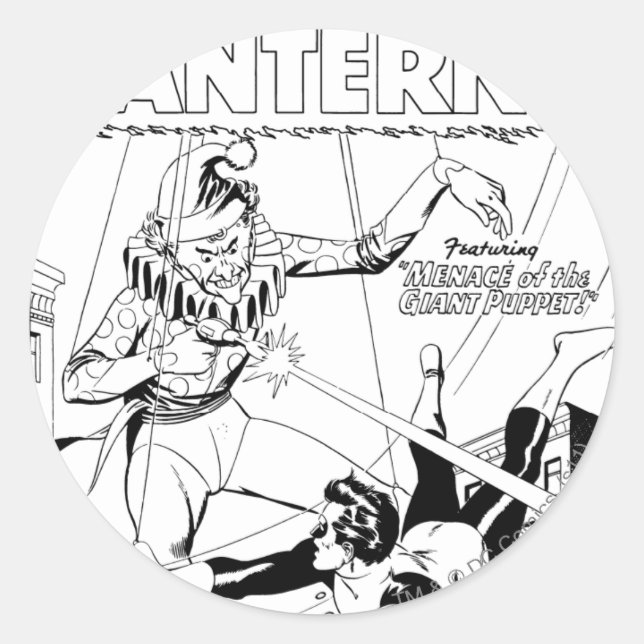 Sticker Rond Lanterne verte contre clown, noir et blanc (Devant)